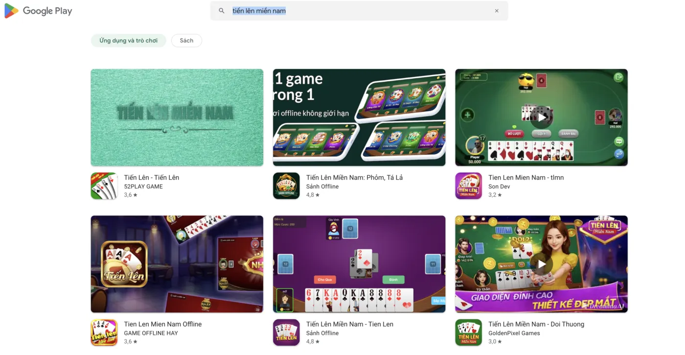 Hướng dẫn tải game bài tiến lên Android trên Google Play