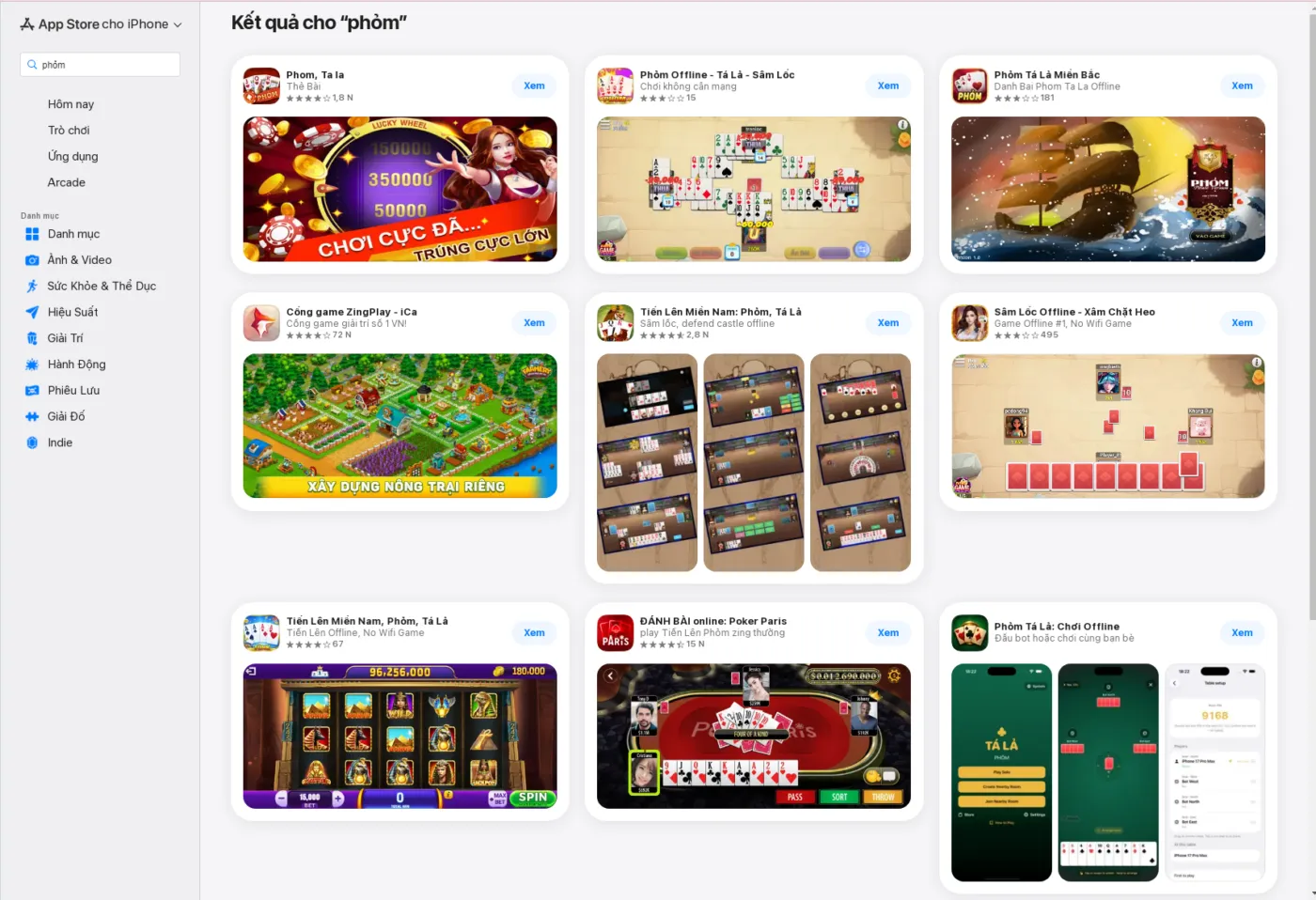 Hướng dẫn tải game bài Phỏm Tá Lả trên iOS App Store